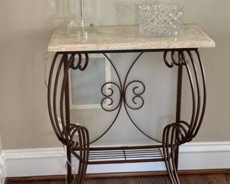 Marble Top Table with Iron Base 28" W x 14" D x 33" H $175