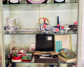 Collectible items, plates, marble chess pieces, and more