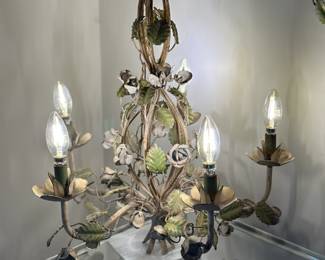 Wrought Iron Hollywood Regency Chandelier