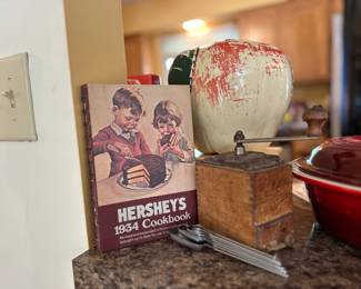 Vintage Apple Cookie Jar, Grinder, Hershey's Cookbook