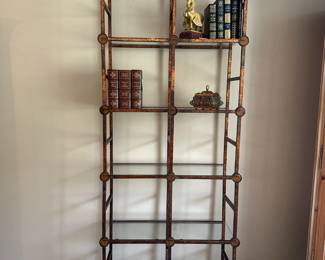 Gilt Metal Étagère With Amber Glass Medallion Rondellas