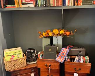 Records, vintage projectors 