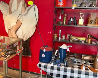 Oil cans 
Trophy’s 
Marilyn Monroe cardboard standup 
