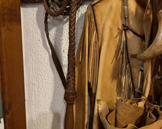 Leather braided bull whip