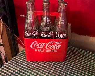 Plastic coke carrier & bottles 