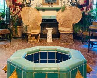 Pair of Vintage Rattan and Wicker Peacock Chair