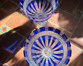 Cobalt Blue Cut-to-Clear Centerpieces