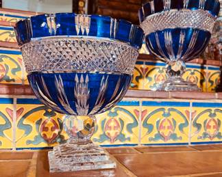 Cobalt Blue Cut-to-Clear Centerpieces