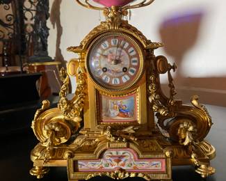 19th Century Antique French Clock with Sevres porcelain plaques 