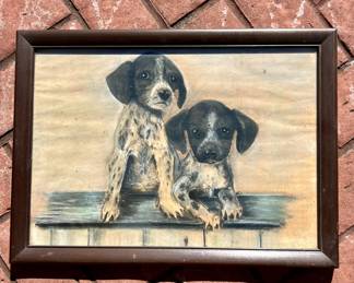 Original Charcoal and Pastel of Dogs