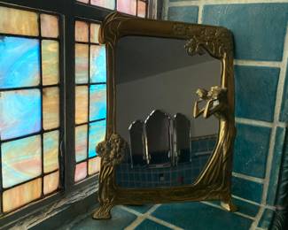 Brass Art Deco Mirror