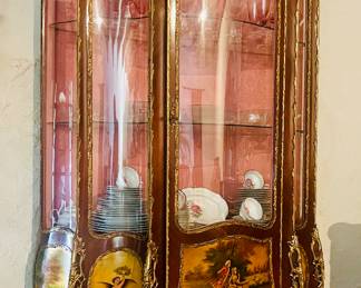 19th Century French Kingwood Vernis Martin Vitrine