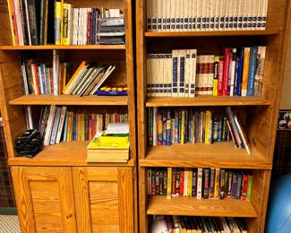 pair of oak bookcases