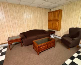 sofa and wing back chair