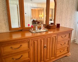 Oak dresser and mirror