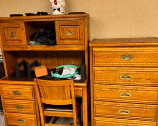 Oak desk chair and dresser