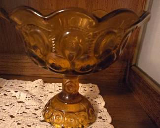 LE Smith Amber Moon and Stars Compote