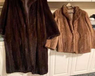 3/4 Length Dark Brown Mink Coat, Waist length Blonde Mink Fur Coat