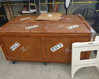 6 foot by 4 foot wood on wheels hinged top