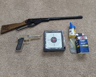 BB gun, rifle, target and BBs