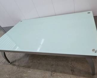FTH316 - Modern Glass and Polished Metal Coffee Table 