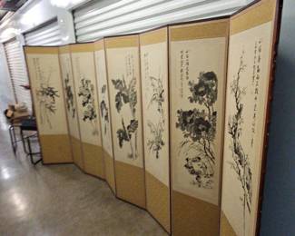 FTH301-Extremely Elegant And Beautiful Asian Eight Panel Silk Embroidered Folding Room Divider