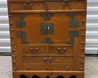 FTH328- Wooden Tansu Style Chest