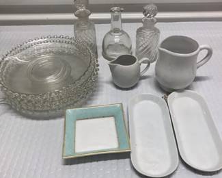 FTH171 - Classic Candle wick Plates , Olive Oil & Vinegar Decanters & More Glassware 