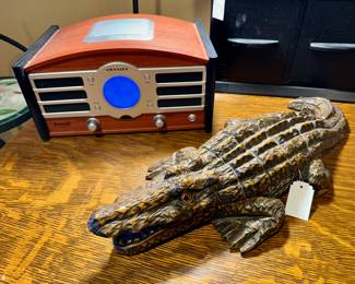 Crosley Radio, Wood Alligator (back opens) - Basement 