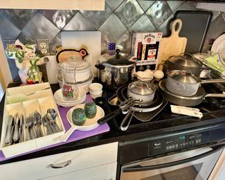 Fitz & Floyd Pig, Calphalon Pots & Pans..(kitchen)