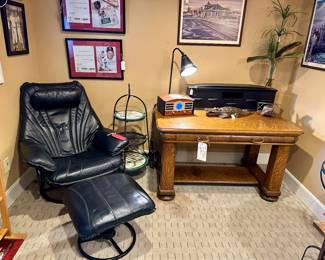 Oak Writing Desk, Stan Musial Signed pics, Crosley Radio (Basement)