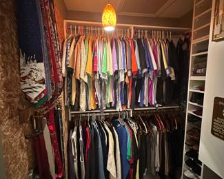 Men’s Clothing, 
Shoes - Florsheim, Brutini, etc.
Suspenders,
Ties - Polo, Italian Silk, Jos Banks, etc
Shirts -Pants
(Bedroom Upstairs)