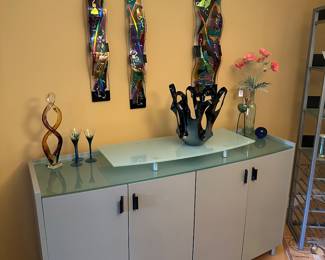 Wave Wall Accents with Applied Glass (sold individually- have 4),
Murano Glass,
Contemporary Buffet,
Large Glass Display Platter
