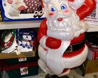 Large vintage Blow Mold Santa, Sleeping Santa, etc.