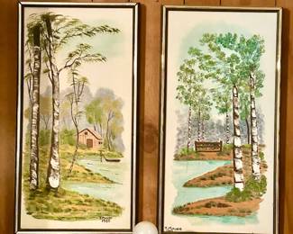 Vintage paintings, signed T. Mayer, 1980 & 1983