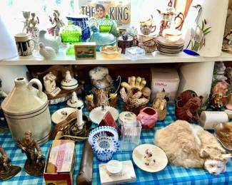 Ceramic, glass, wooden, metal collectibles