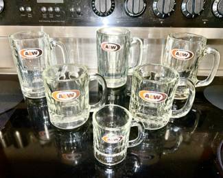 Vintage A & W glass root beer mugs, baby mug SOLD