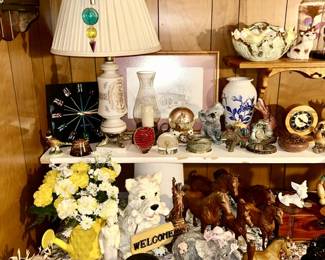 Misc. vintage & modern animal figurines, lamps, etc.