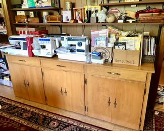 Large cabinet (great for storage), sewing machines, many craft books & patterns