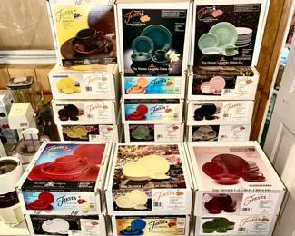 Many Fiesta dinnerware sets in different colors, many SOLD