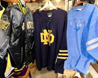 Vintage Pirates Jacket, vintage Notre Dame sweater, Detroit Lions sweatshirt