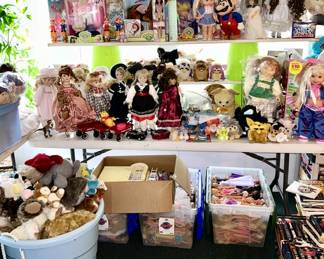 Lots of collectible dolls, Barbie, Cabbage Patch, collectible dolls, Furbies, etc.