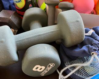 Exercise items, weights, yoga, mats, and more