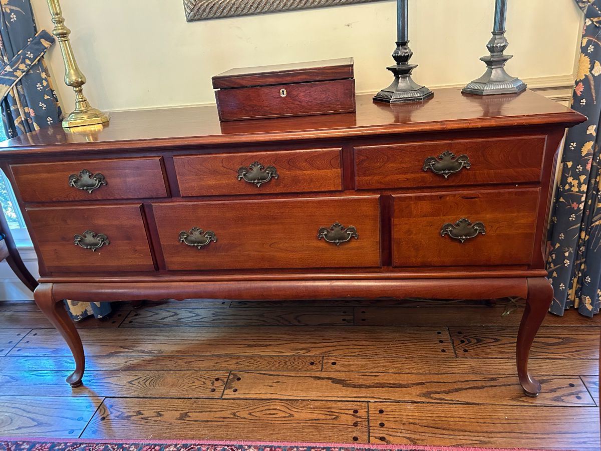 Lot #2 - $275 -buffet / sideboard with 2 silverware drawers. 62"W x 34"H x 21"D