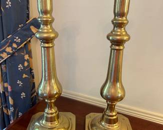 Lot #98 - $125 -Pair of brass candlesticks - 15-1/2"H