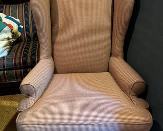 Lot #68 - $175 -Houndstooth wing chair - 48"H x 32"W x 32"D