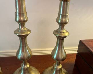 Lot #99 - $95 - Pair of brass candlesticks 11-1/2"H