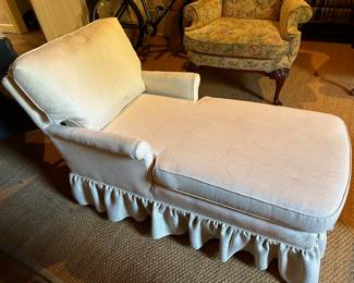Lot #69 - $75 -chaise lounge. some stains. 34"Hx 55"L x 26W