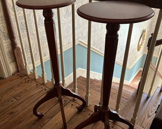 Lot #130 - $70 - Pair of Bombay plant stands - 35"H x 12 x 12 tops