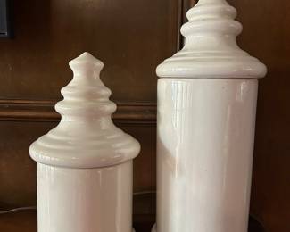 Lot #158 - $30 - 2 Unmarked apothecary jars. 13-1/2” and 10”H